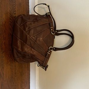 Chocolate brown Coach satchel tote with cross body strap